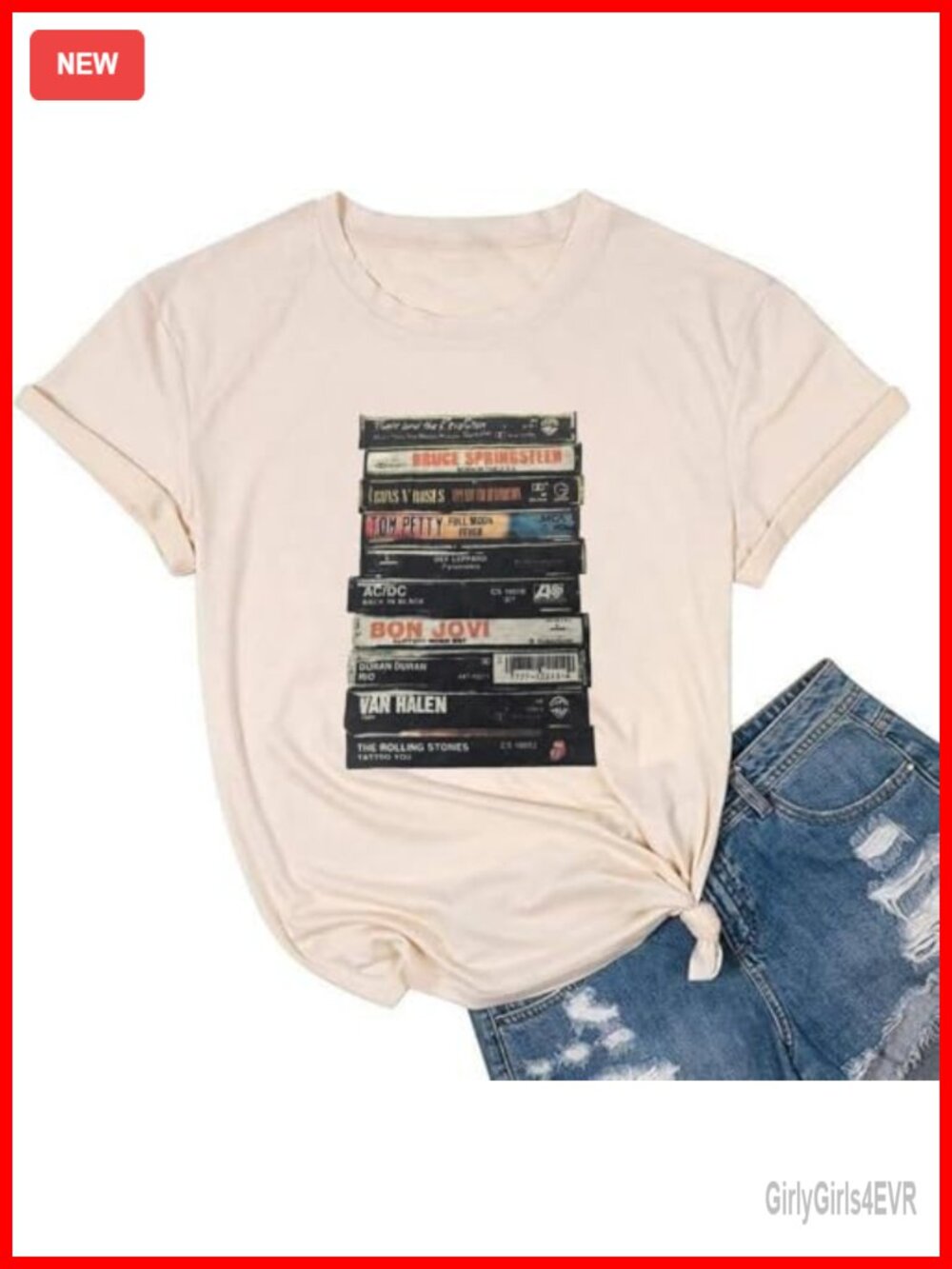 Women Vintage Rock Band Graphic Tee Country Music Concert Top